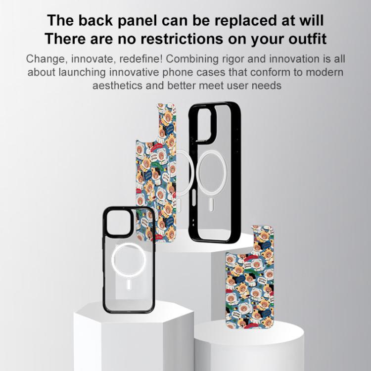 For iPhone 17 Pro White Heart Pattern Magnetic Phone Case