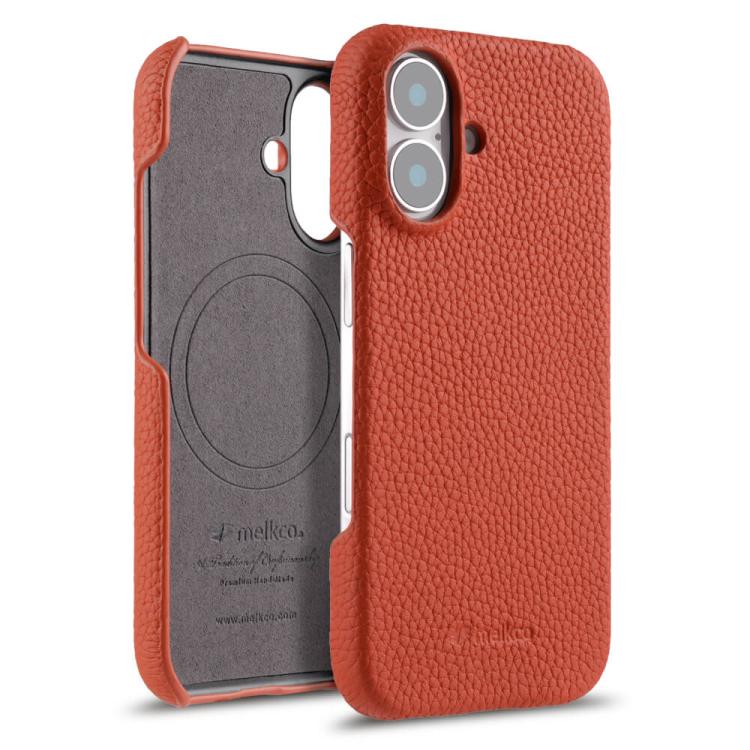 For iPhone 17 melkco Litchi Texture Magnetic Half Coverage Genuine Leather Phone Case