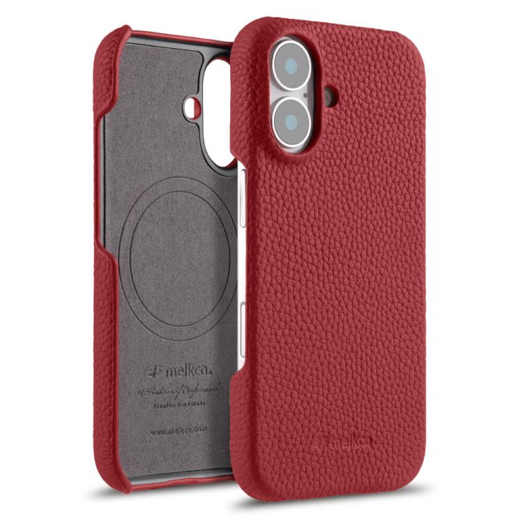 For iPhone 17 melkco Litchi Texture Magnetic Half Coverage Genuine Leather Phone Case