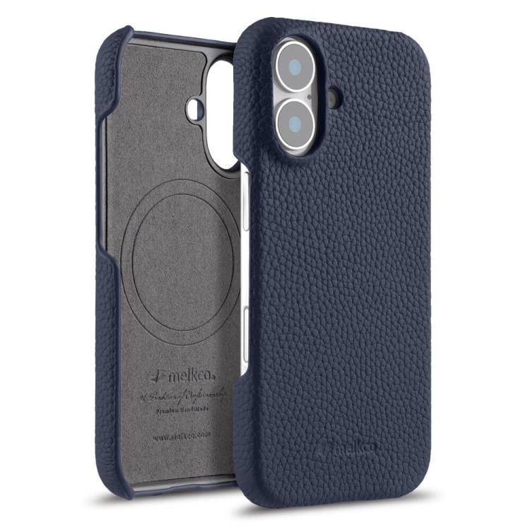 For iPhone 17 melkco Litchi Texture Magnetic Half Coverage Genuine Leather Phone Case