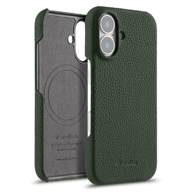 For iPhone 17 melkco Litchi Texture Magnetic Half Coverage Genuine Leather Phone Case