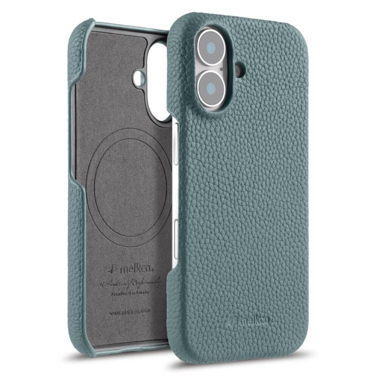For iPhone 17 melkco Litchi Texture Magnetic Half Coverage Genuine Leather Phone Case