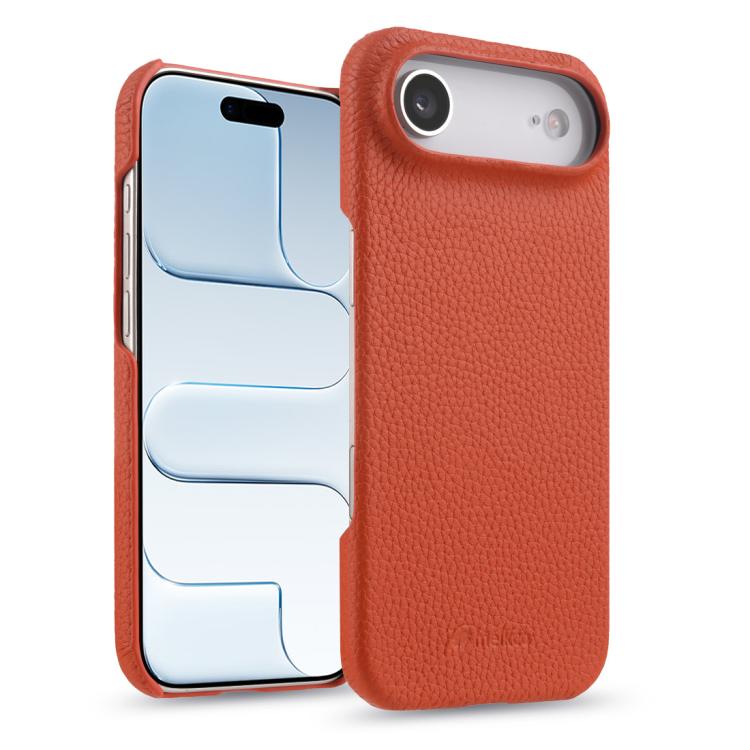 For iPhone Air melkco Litchi Texture Magnetic Half Coverage Genuine Leather Phone Case