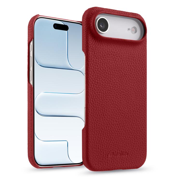 For iPhone Air melkco Litchi Texture Magnetic Half Coverage Genuine Leather Phone Case