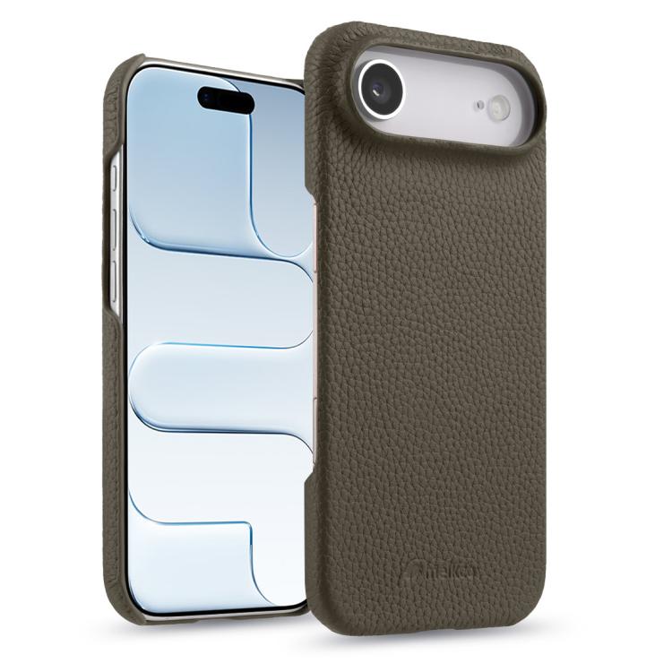 For iPhone Air melkco Litchi Texture Magnetic Half Coverage Genuine Leather Phone Case
