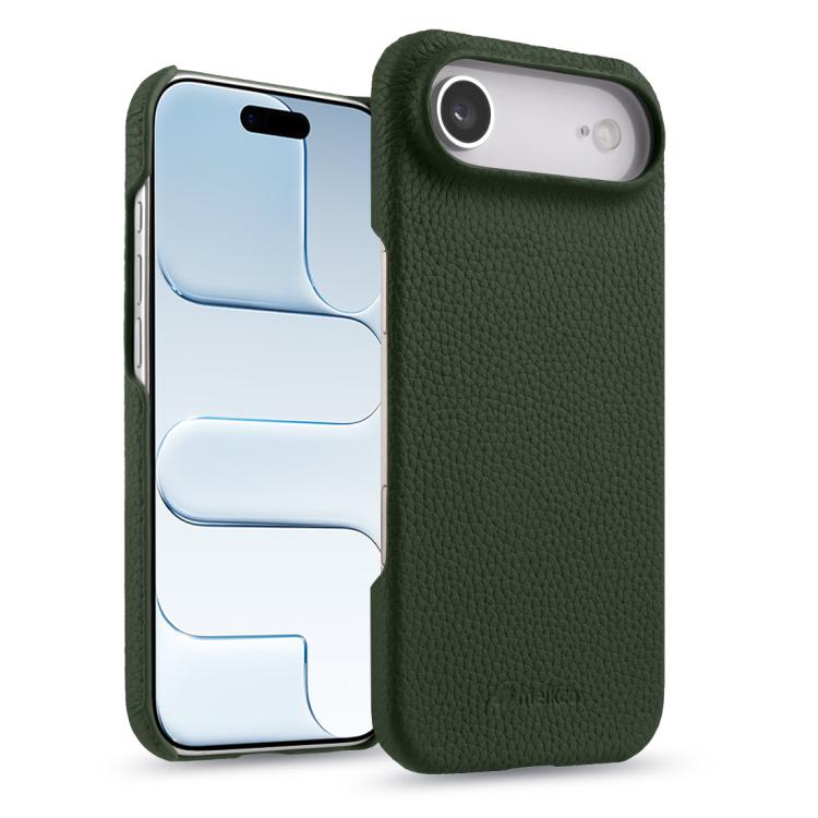 For iPhone Air melkco Litchi Texture Magnetic Half Coverage Genuine Leather Phone Case