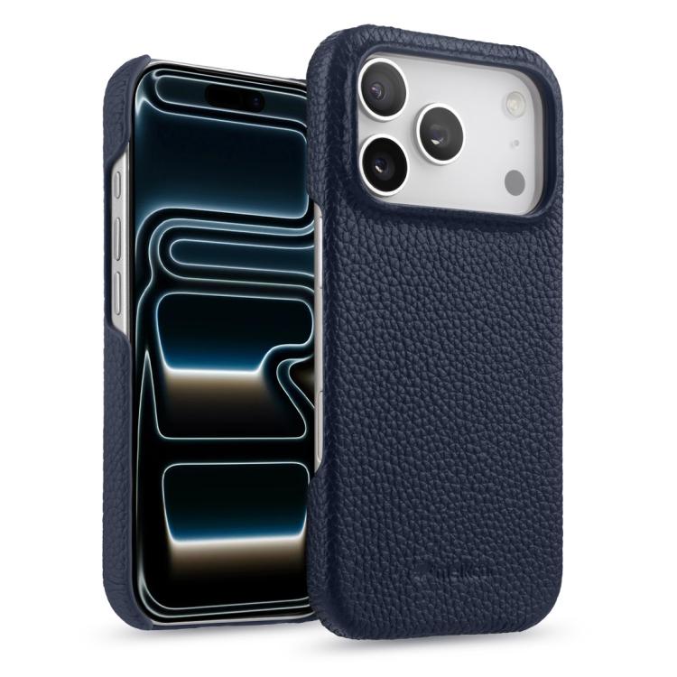 For iPhone 17 Pro Max melkco Litchi Texture Magnetic Half Coverage Genuine Leather Phone Case