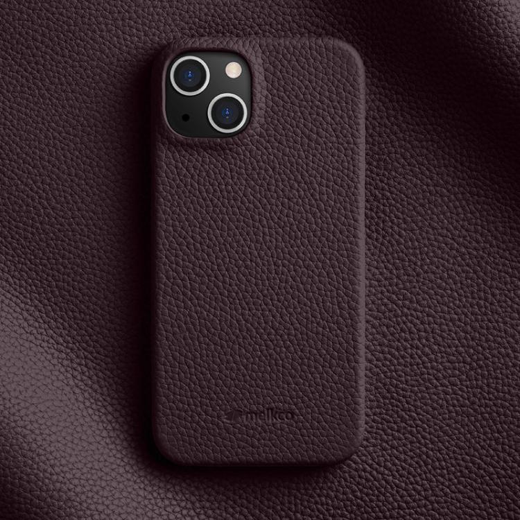 For iPhone 14 melkco Litchi Texture Magnetic Half Coverage Genuine Leather Phone Case