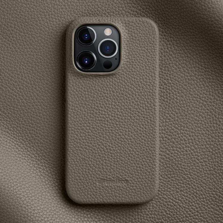 For iPhone 15 Pro Max melkco Litchi Texture Magnetic Half Coverage Genuine Leather Phone Case