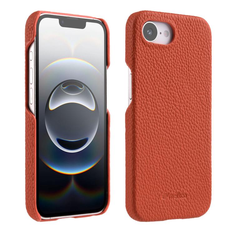 For iPhone 17e / 16e melkco Litchi Texture Magnetic Half Coverage Genuine Leather Phone Case