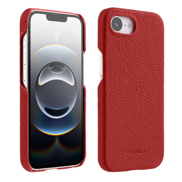For iPhone 17e / 16e melkco Litchi Texture Magnetic Half Coverage Genuine Leather Phone Case