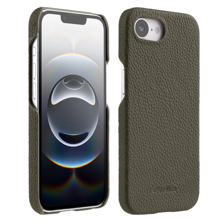 For iPhone 17e / 16e melkco Litchi Texture Magnetic Half Coverage Genuine Leather Phone Case