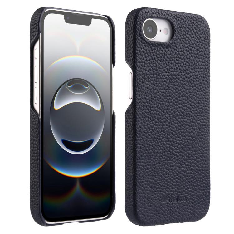 For iPhone 17e / 16e melkco Litchi Texture Magnetic Half Coverage Genuine Leather Phone Case