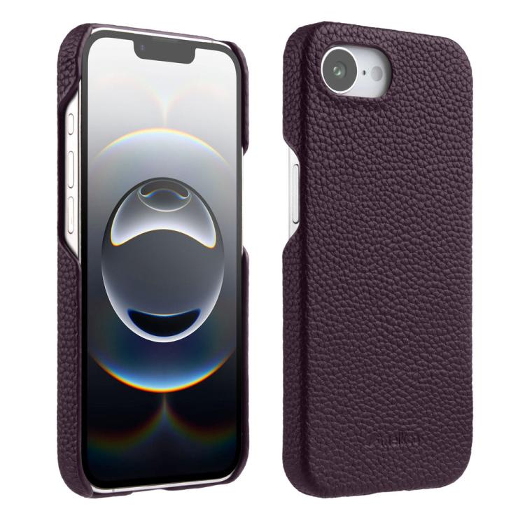 For iPhone 17e / 16e melkco Litchi Texture Magnetic Half Coverage Genuine Leather Phone Case