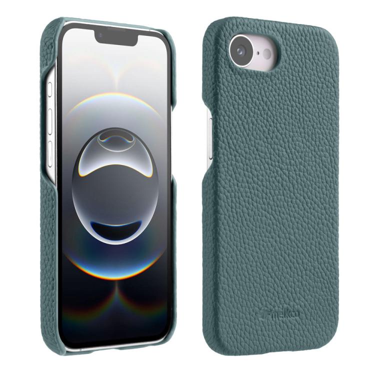 For iPhone 17e / 16e melkco Litchi Texture Magnetic Half Coverage Genuine Leather Phone Case