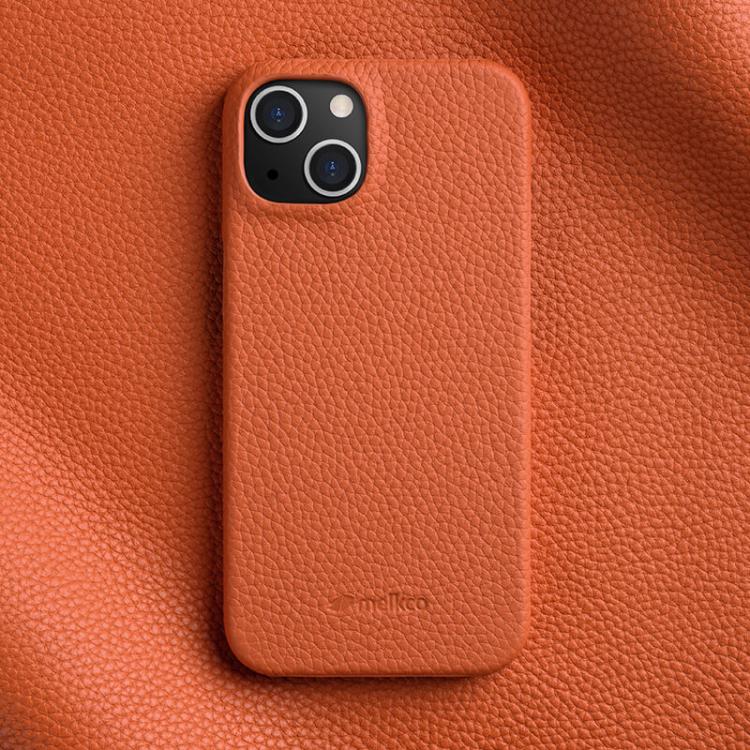 For iPhone 15 melkco Litchi Texture Magnetic Half Coverage Genuine Leather Phone Case
