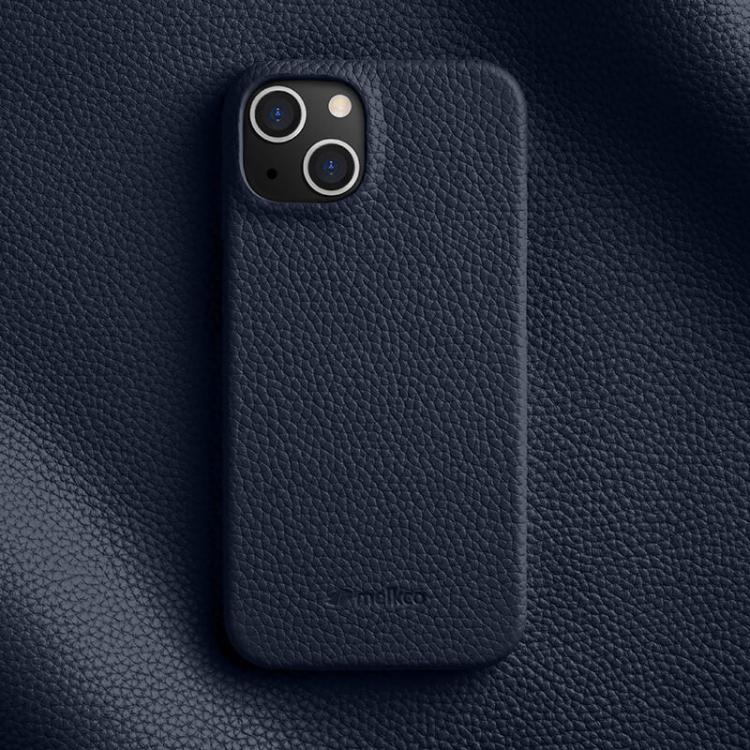 For iPhone 15 melkco Litchi Texture Magnetic Half Coverage Genuine Leather Phone Case