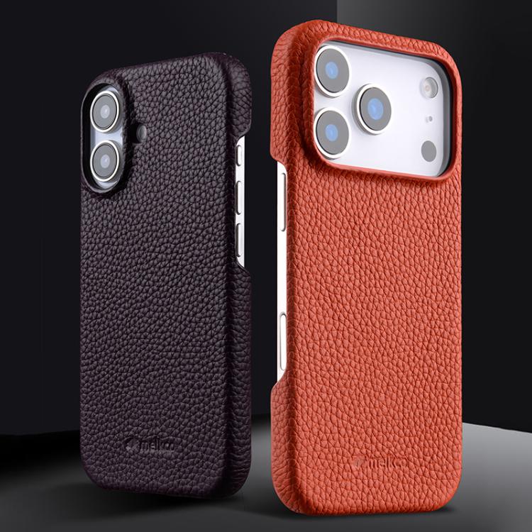 For iPhone Air melkco Litchi Texture Magnetic Half Coverage Genuine Leather Phone Case