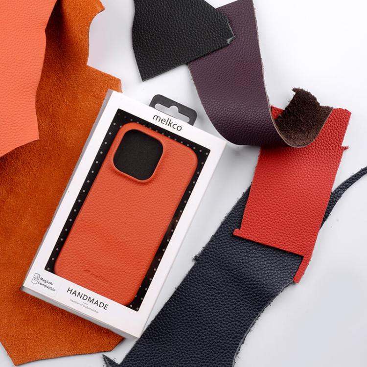 For iPhone Air melkco Litchi Texture Magnetic Half Coverage Genuine Leather Phone Case