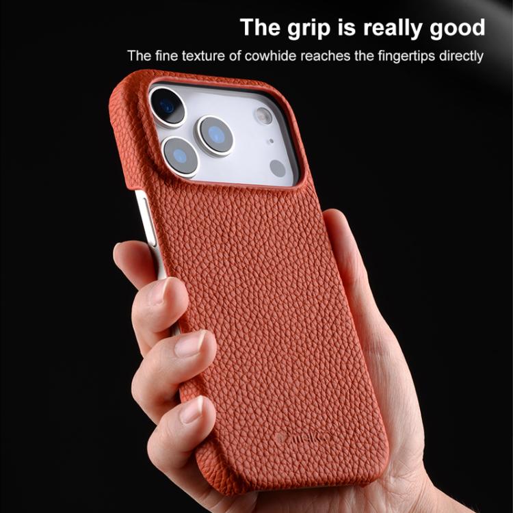 For iPhone Air melkco Litchi Texture Magnetic Half Coverage Genuine Leather Phone Case