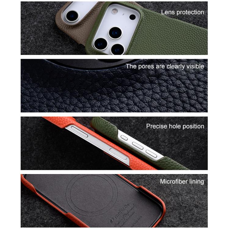 For iPhone Air melkco Litchi Texture Magnetic Half Coverage Genuine Leather Phone Case