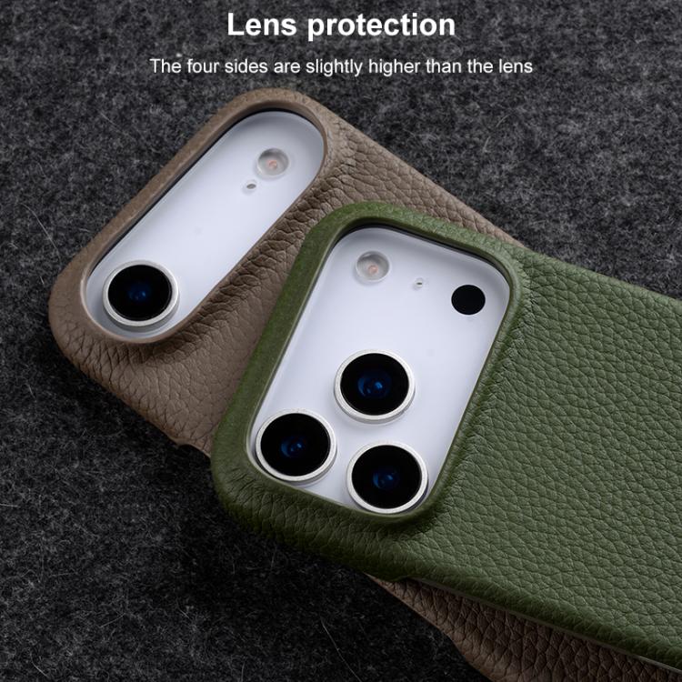For iPhone Air melkco Litchi Texture Magnetic Half Coverage Genuine Leather Phone Case
