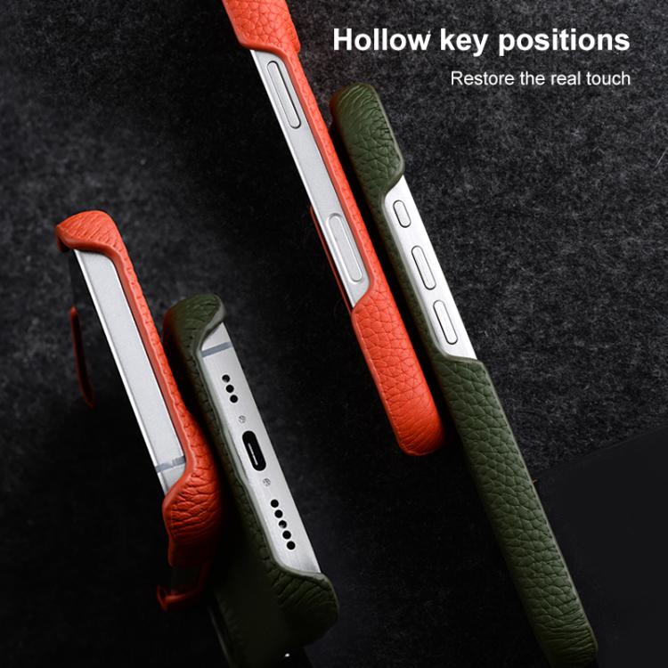 For iPhone Air melkco Litchi Texture Magnetic Half Coverage Genuine Leather Phone Case