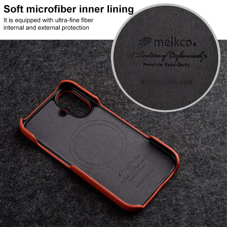 For iPhone 14 melkco Litchi Texture Magnetic Half Coverage Genuine Leather Phone Case