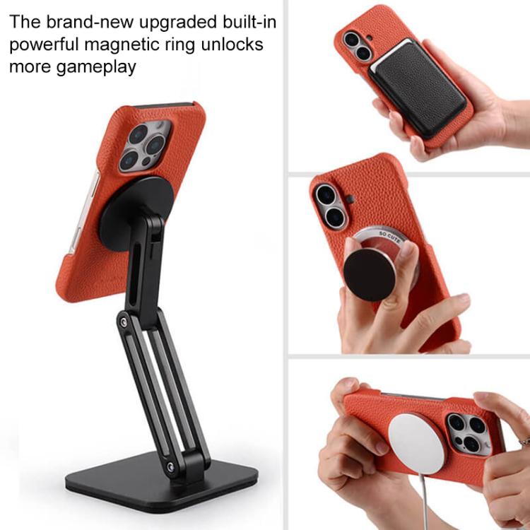 For iPhone Air melkco Litchi Texture Magnetic Half Coverage Genuine Leather Phone Case