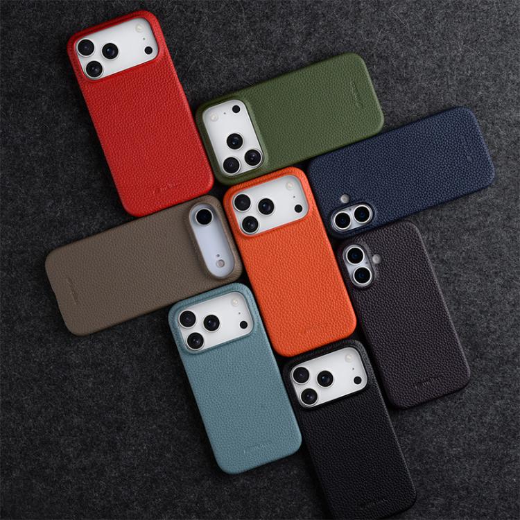 For iPhone Air melkco Litchi Texture Magnetic Half Coverage Genuine Leather Phone Case