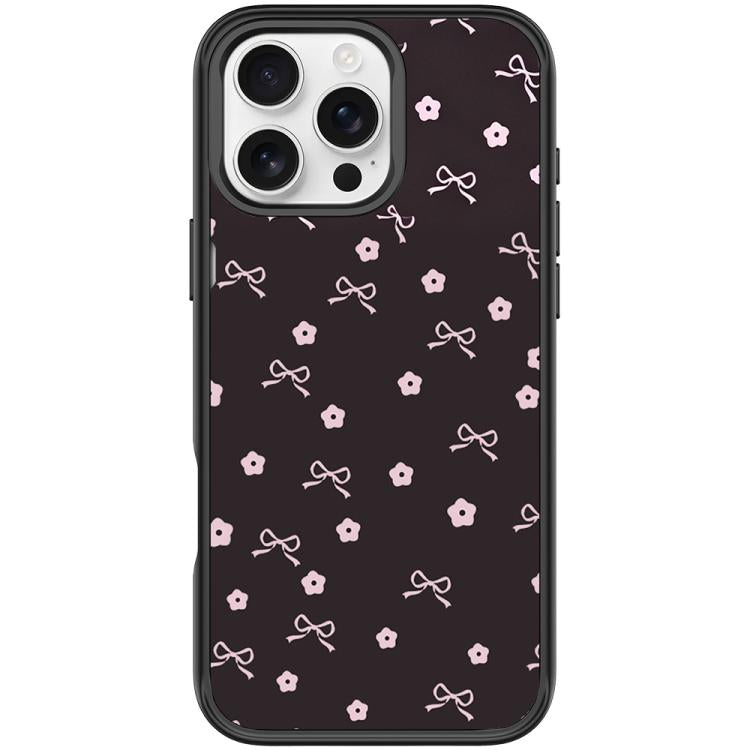 For iPhone 16 Pro Max Bow Flower Pattern Magnetic Phone Case