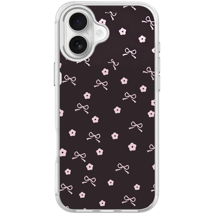 For iPhone 16 Plus Bow Flower Pattern Magnetic Phone Case
