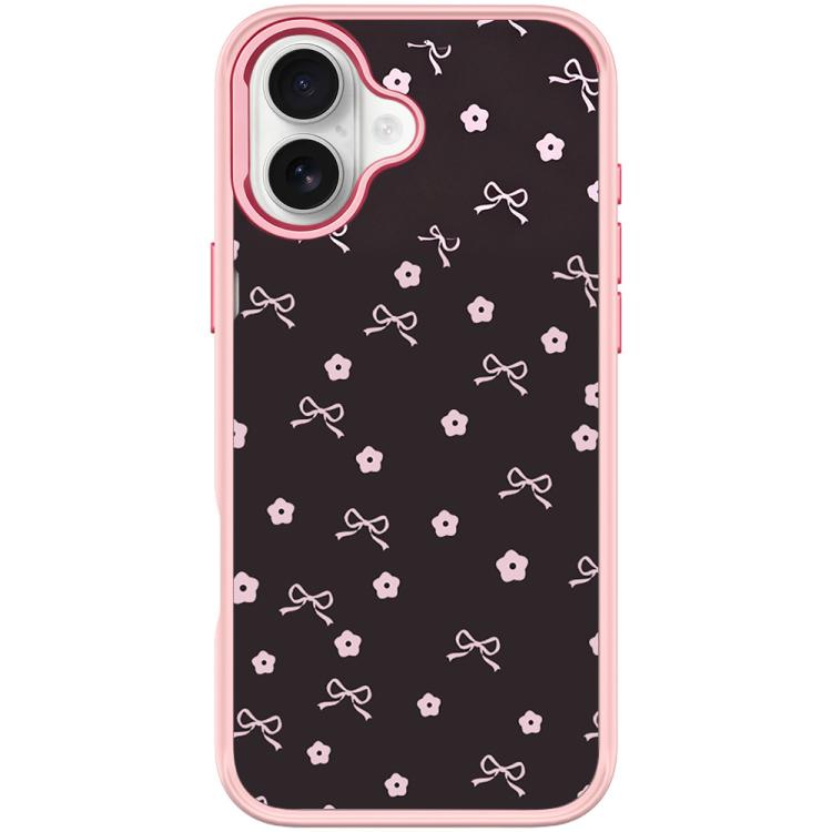 For iPhone 16 Plus Bow Flower Pattern Magnetic Phone Case
