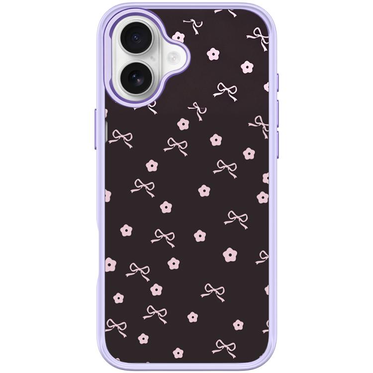 For iPhone 16 Plus Bow Flower Pattern Magnetic Phone Case