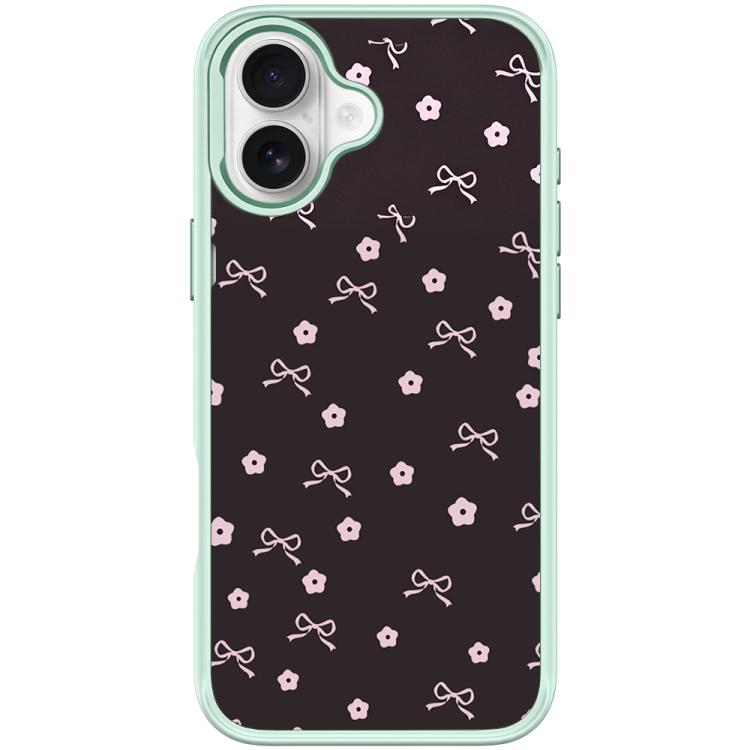 For iPhone 16 Bow Flower Pattern Magnetic Phone Case
