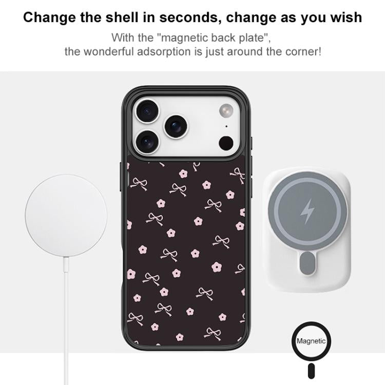 For iPhone 16 Bow Flower Pattern Magnetic Phone Case