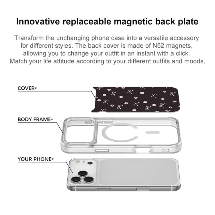 For iPhone 16 Bow Flower Pattern Magnetic Phone Case