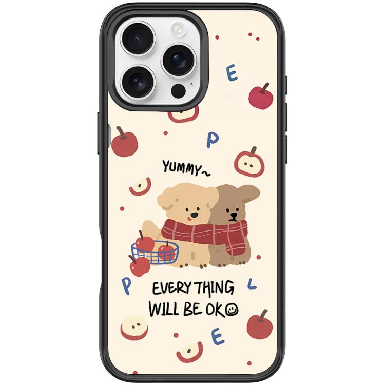 For iPhone 16 Pro Max Apple Dog Pattern Magnetic Phone Case