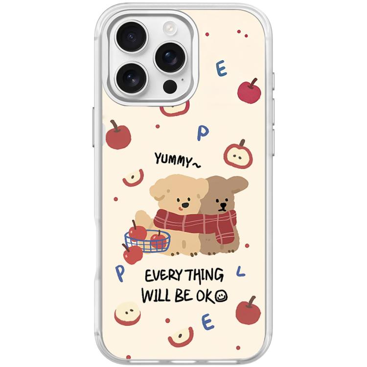 For iPhone 16 Pro Max Apple Dog Pattern Magnetic Phone Case
