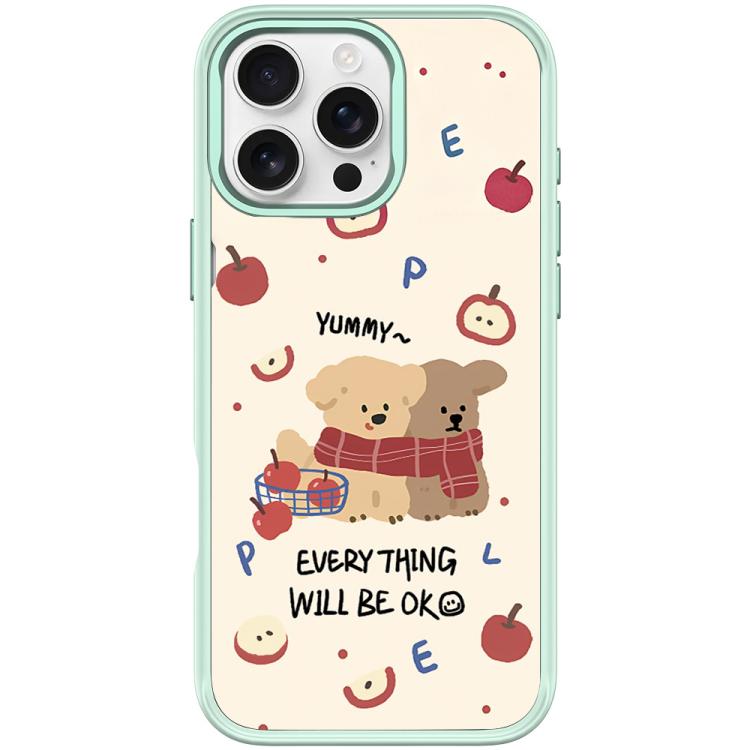 For iPhone 16 Pro Max Apple Dog Pattern Magnetic Phone Case
