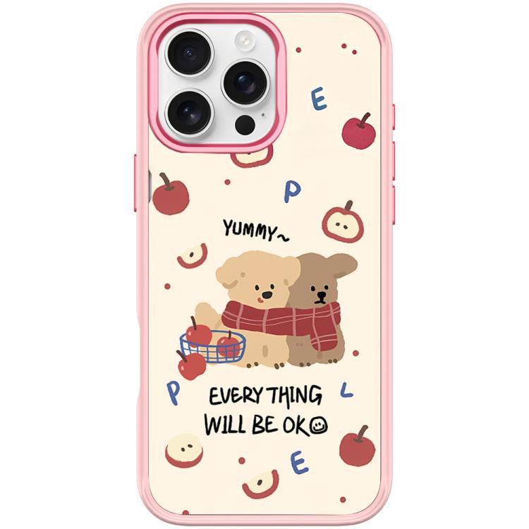 For iPhone 16 Pro Apple Dog Pattern Magnetic Phone Case