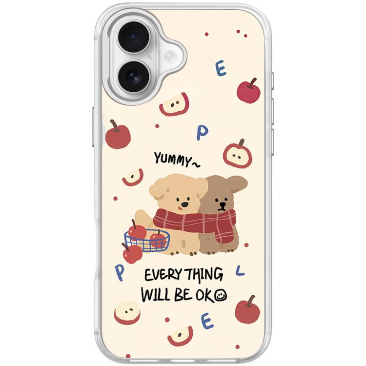 For iPhone 16 Plus Apple Dog Pattern Magnetic Phone Case