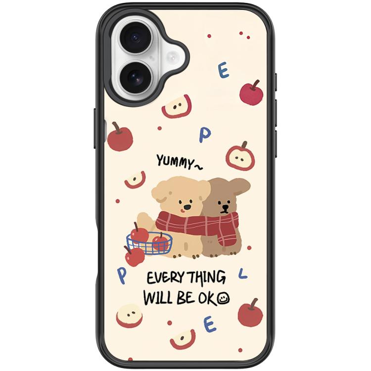 For iPhone 16 Apple Dog Pattern Magnetic Phone Case