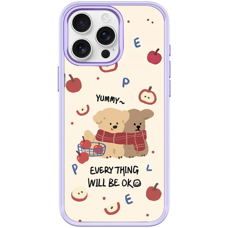 For iPhone 15 Pro Max Apple Dog Pattern Magnetic Phone Case