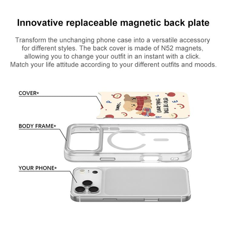 For iPhone 16 Pro Apple Dog Pattern Magnetic Phone Case