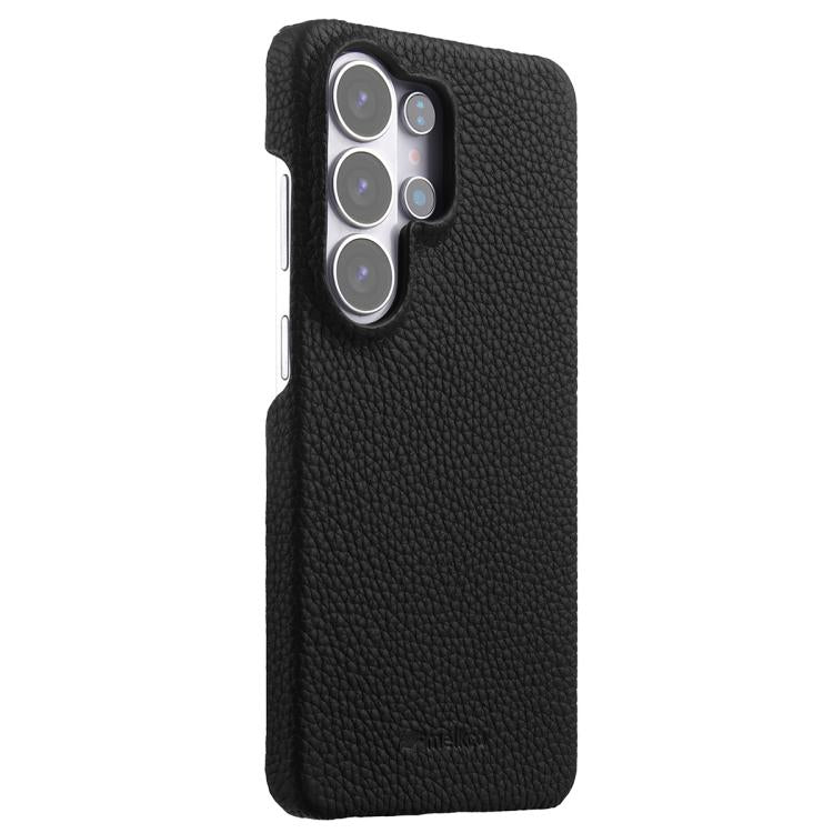 For Samsung Galaxy S26 Ultra 5G melkco Litchi Texture Magnetic Half Coverage Genuine Leather Phone Case