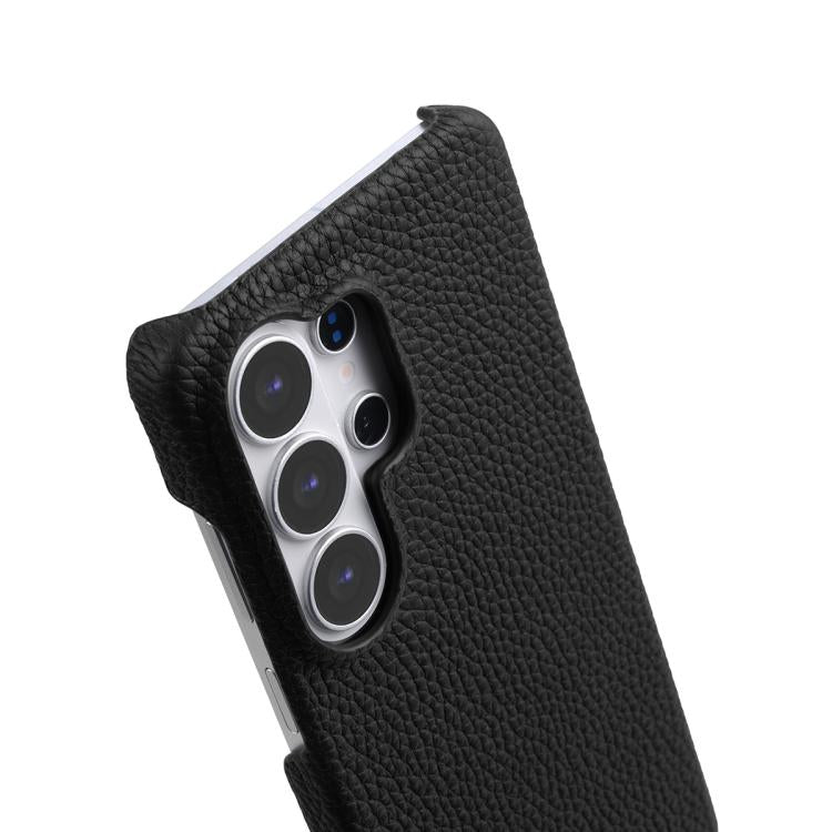 For Samsung Galaxy S26 Ultra 5G melkco Litchi Texture Magnetic Half Coverage Genuine Leather Phone Case