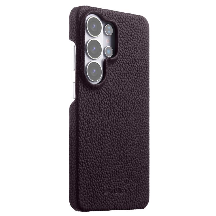For Samsung Galaxy S26 Ultra 5G melkco Litchi Texture Magnetic Half Coverage Genuine Leather Phone Case
