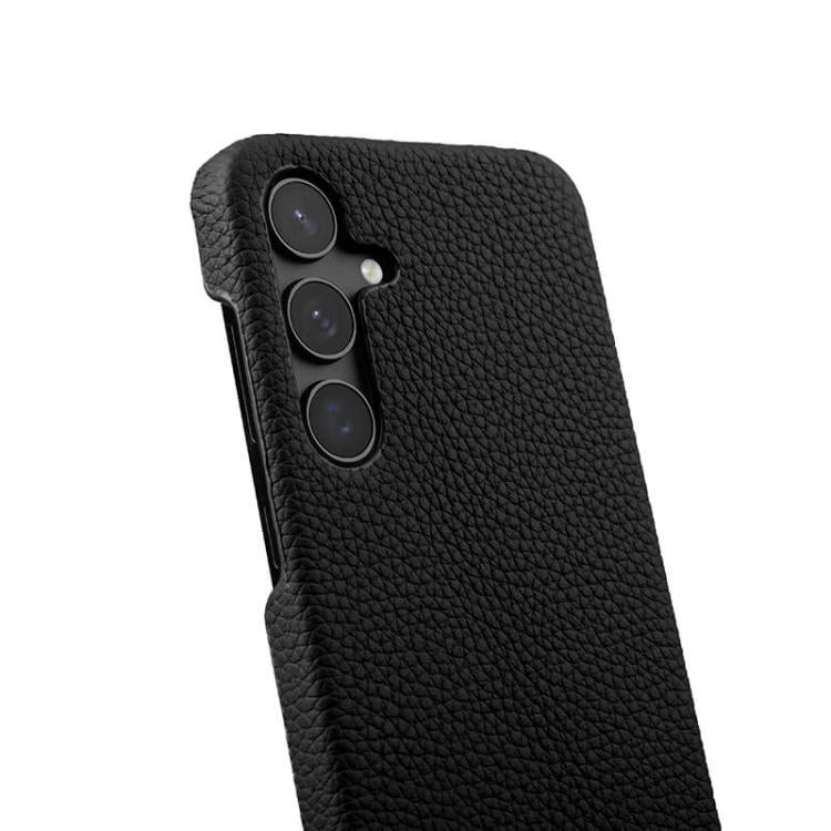 For Samsung Galaxy S24 5G melkco Litchi Texture Magnetic Half Coverage Genuine Leather Phone Case