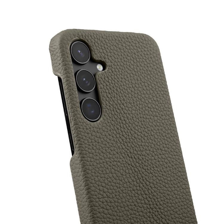 For Samsung Galaxy S24 5G melkco Litchi Texture Magnetic Half Coverage Genuine Leather Phone Case